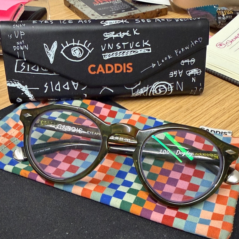 CADDIS Olive Green Round Reading glasses 2.0